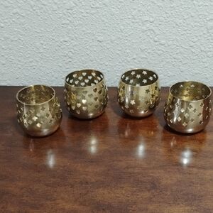 Vintage Brass Tealight Candle Holders Set Of 4